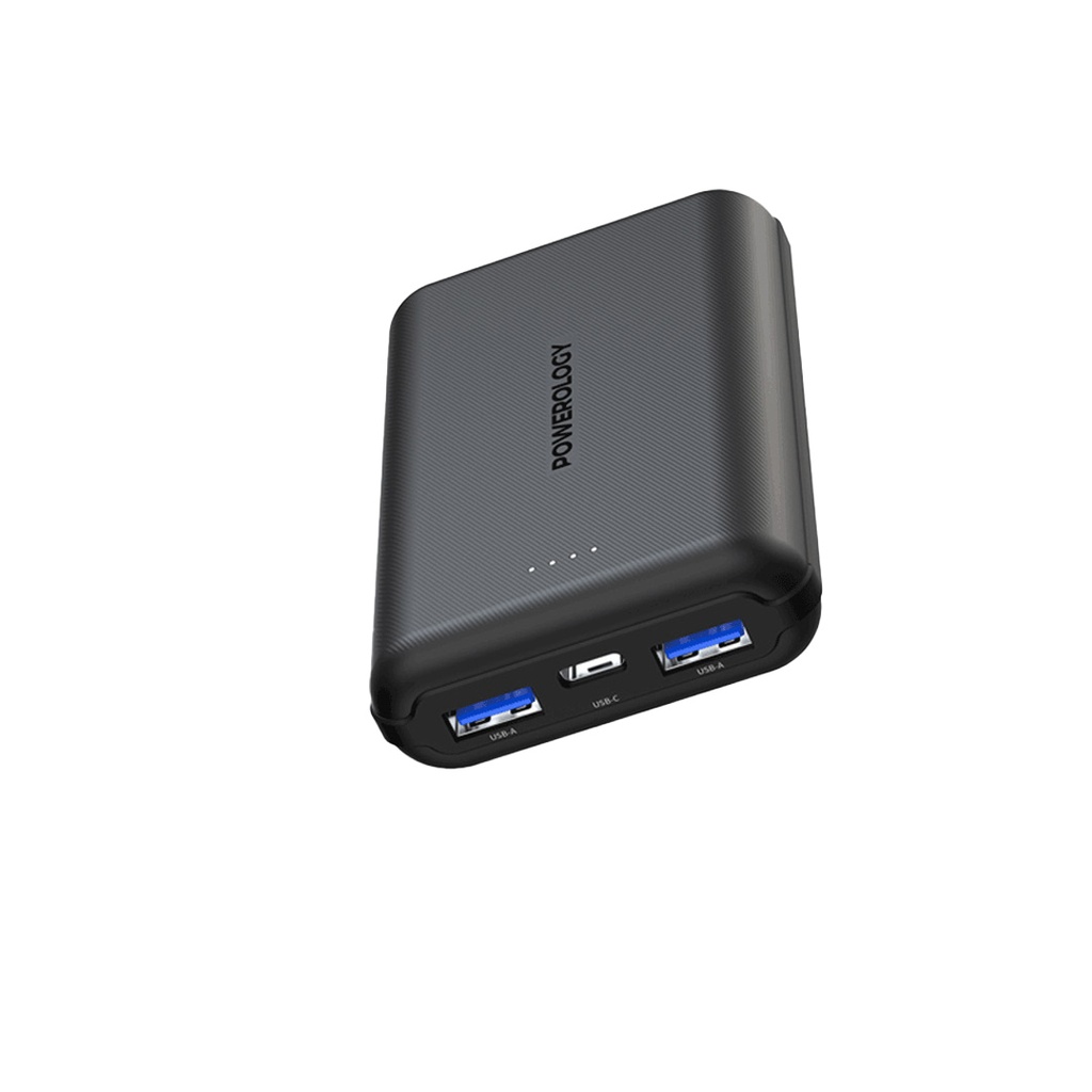 Powerology PD20W 10000mAh Power Bank Type-C Port and USB-A Port with Built-in 30CM Typ